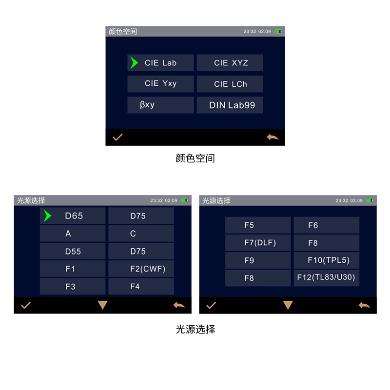 多種顏色測量空間，多種觀測光源